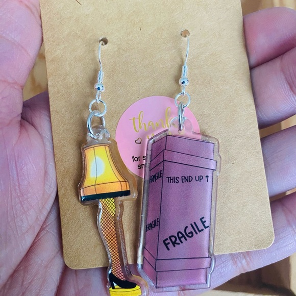 Last one!! Christmas story leg lamp earrings on hypoallergenic hook - Picture 4 of 5